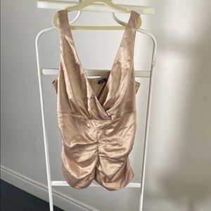 Esprit Satin Sleeveless Romper in Champagne/stretch